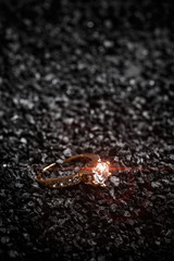 Ring with a polished crystals