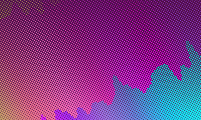 Halftone pattern. Colorful background with dots, points. Violet, pink, blue color. Digital gradient. Futuristic panel. Vector