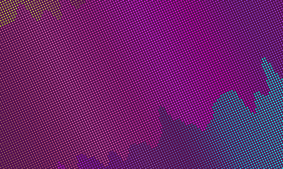 Halftone pattern. Colorful background with dots, points. Violet, pink, blue color. Digital gradient. Futuristic panel. Vector