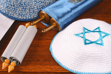 Torah with knitted kippah