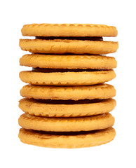 Cookies with cream filling isolated on white background.