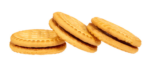 Cookies with cream filling isolated on white background.