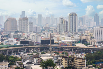 Cityscape and Victory Monument in Bangkok Thailand