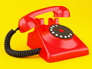 3d Old red phone