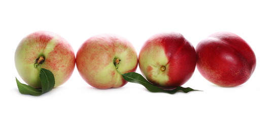 Fresh ripe peach fruit isolated on white background