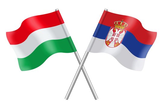 Flags. Hungary and Serbia