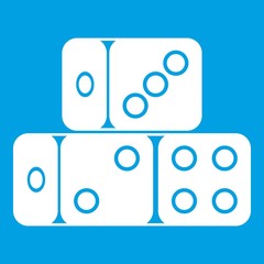 Three dice cubes icon white isolated on blue background vector illustration