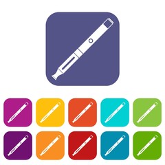 Electronic cigarette icons set vector illustration in flat style in colors red, blue, green, and other