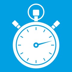 Stopwatch icon white isolated on blue background vector illustration