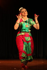 bharathanatyam is one of the classical dance forms of india,from the state of tamil nadu.the picture is from a stage performance