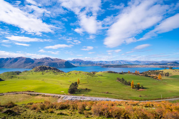 Beautiful landscape of the mountains and Lake Wanaka. Roys Peak Track, South Island, New Zealand.