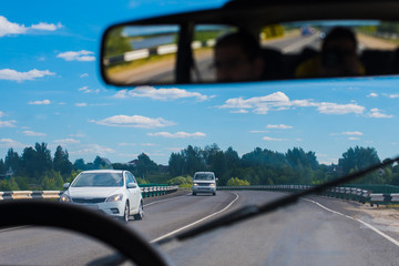 Country road. the view through the windshield
