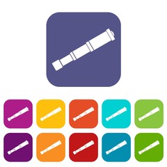 Spyglass icons set vector illustration in flat style in colors red, blue, green, and other