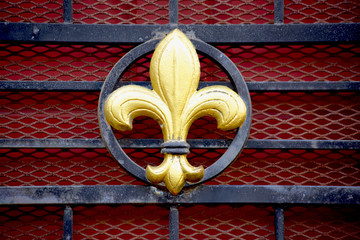 New Orleans fleur de lis symbol decorates iron gate