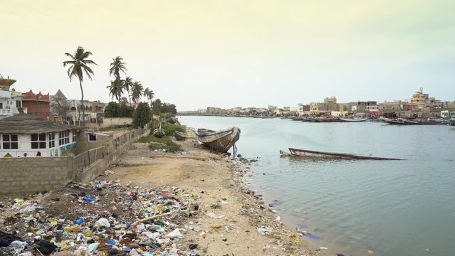 Dirty and poor african cityscape in the Senegal river - Saint Louis, Africa