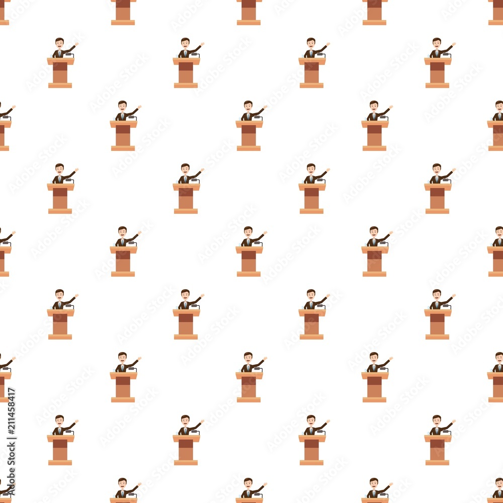 Poster speaker makes a report to the public pattern seamless repeat in cartoon style vector illustration