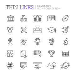 Collection of education thin line icons