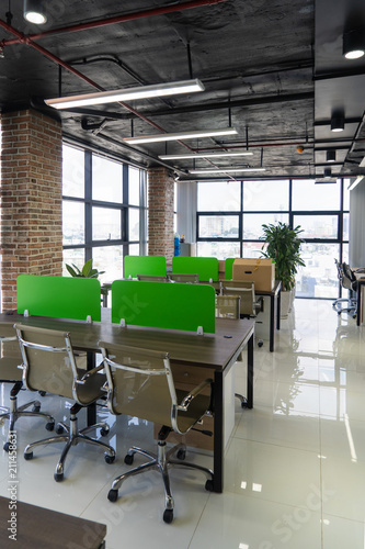 Workplaces In Bright Modern Open Space Stylish Office