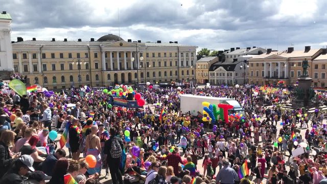 30th June 2018 helsinki Finland. Helsinki pride 2018. Peoples together celebrating.