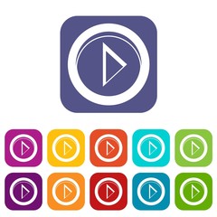 Cursor to right in circle icons set vector illustration in flat style in colors red, blue, green, and other