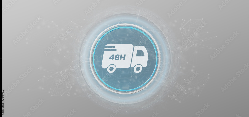 Poster fast delivery buton with connection 3d rendering