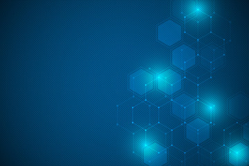 Abstract science and technology concept from hexagonal elements. Polygonal geometric design with hexagons pattern. Hi-tech digital background.
