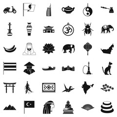 Obraz premium Asia icons set. Simple style of 36 asia vector icons for web isolated on white background