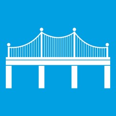 Bridge icon white isolated on blue background vector illustration