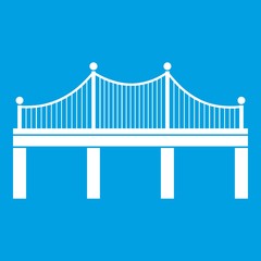 Bridge icon white isolated on blue background vector illustration