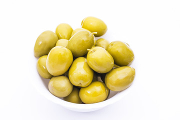 bowl with olives isolated