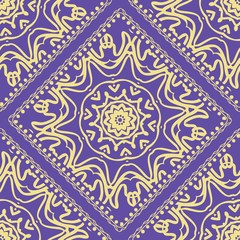 Seamless pattern with decorative mandala ornament. Hand drawn vector illustration. For fashion design