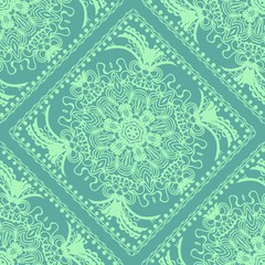 Template floral Decorative Square seamless pattern. Vector illustration. for Fabric Print.