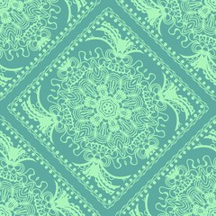 Template floral Decorative Square seamless pattern. Vector illustration. for Fabric Print.