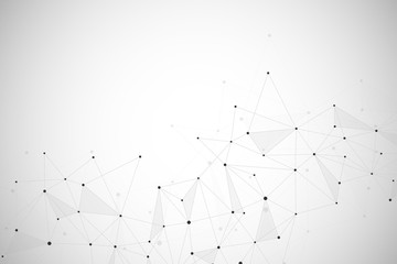 Abstract background with connected lines and dots. Geometric and polygonal communication.