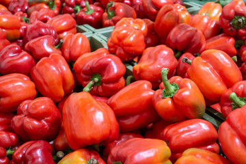 Fresh red peppers on the market