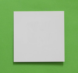 pieces of torn paper on green background. copy space