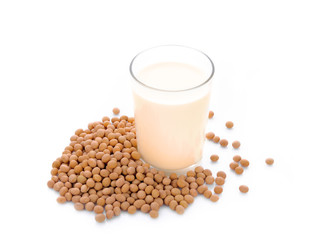 soy milk on white background