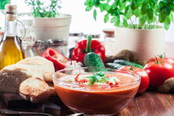 Spicy homemade gazpacho soup