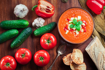 Spicy homemade gazpacho soup
