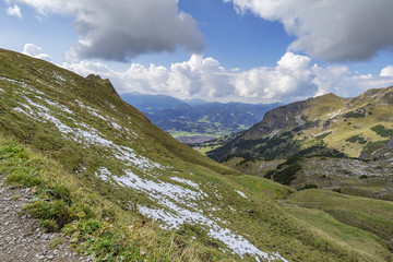 Fototapeta premium View to Oberstdorf from Nebelhorn Mountain / Bavaria