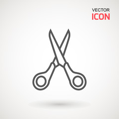 Scissors icon. Cutting scissors icon. Vector illustration. Isolated on white background. Web design element