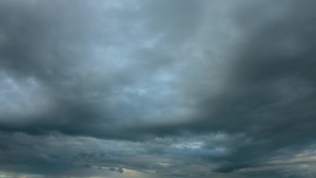 Storm and rain clouds formation in the sky. Clouds moving fast timelapse.