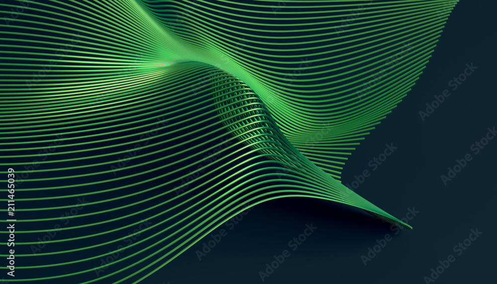 Wall mural abstract 3d rendering of smooth surface with lines. striped modern background design for poster, cov