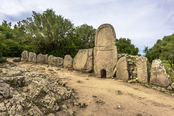 Giants' grave of Coddu Vecchiu built during the bronze age by the nuragic civilization, Doragli,...