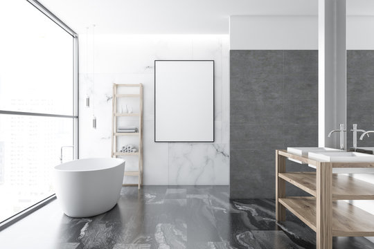 Loft marble luxury bathroom interior, poster