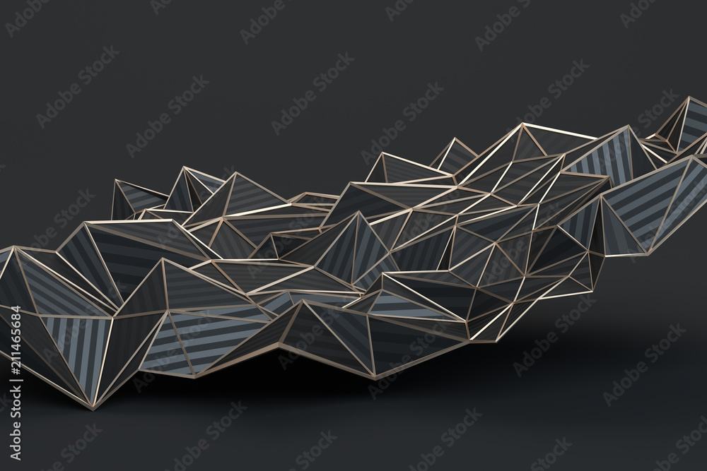 Poster abstract 3d rendering of geometric surface. modern polygonal background design for poster, cover, br