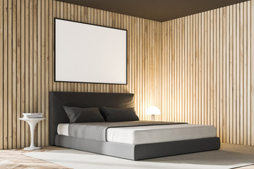Wood master bedroom corner, poster, side view