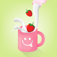 Obraz na płótnie Canvas Vector illustration. milk splash into the mug