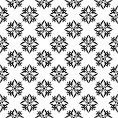 Black and white floral ornaments. Seamless pattern