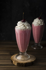 Cherry milkshakes with whipped cream